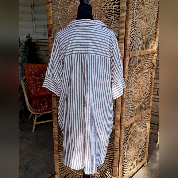 Old Navy Striped Linen Blend Button-Up Shirt Dress With Pockets_2X - Picture 9 of 9